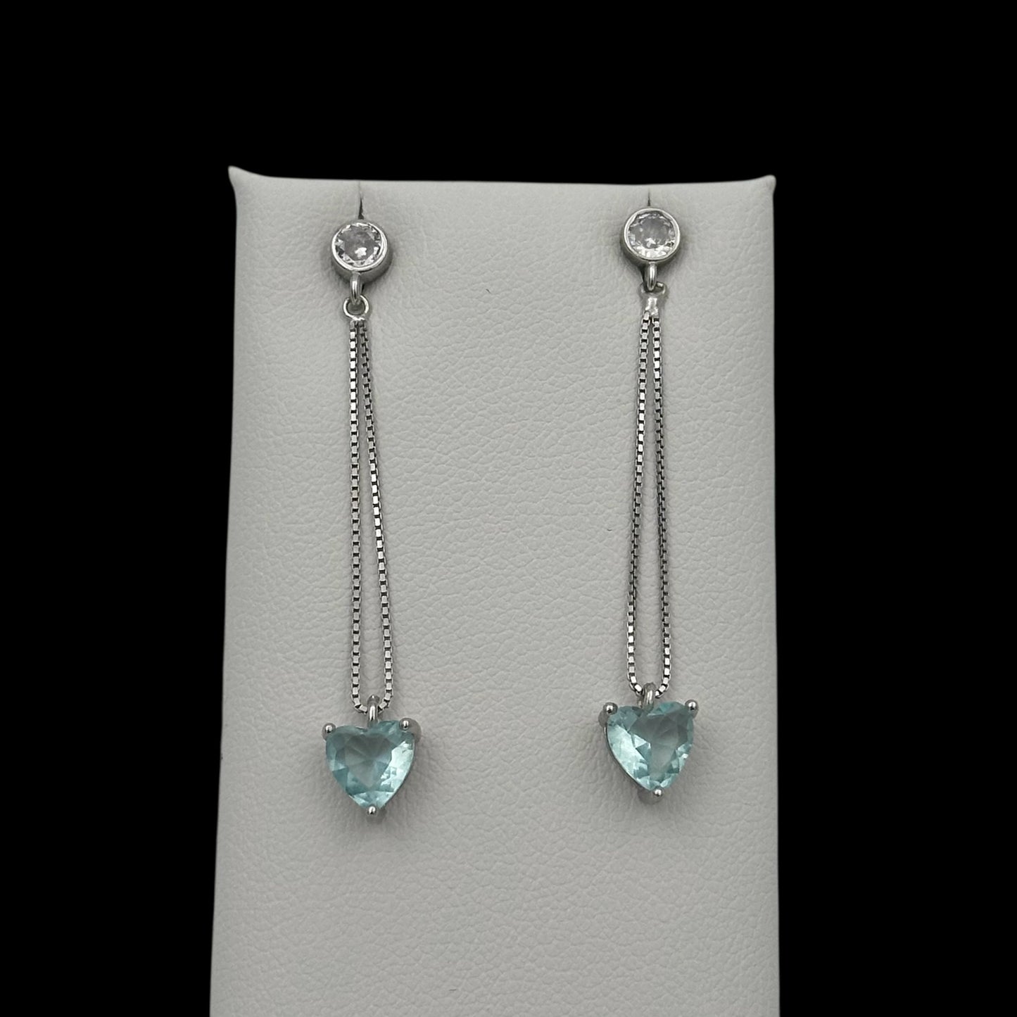 Cercei Heart Drop Light Blue Argint