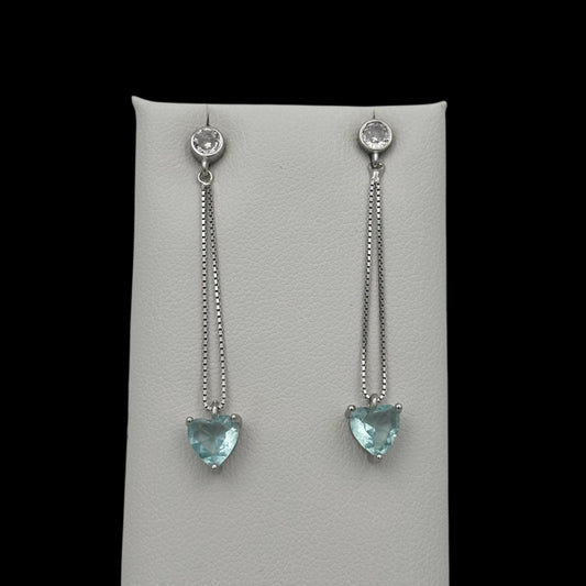 Cercei Heart Drop Light Blue Argint