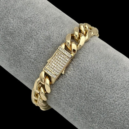 Brățară Cuban 12mm Placată cu Aur 18K