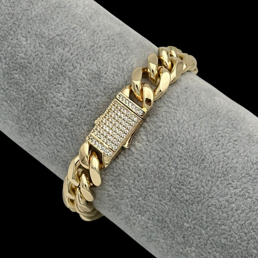 Brățară Cuban 12mm Placată cu Aur 18K