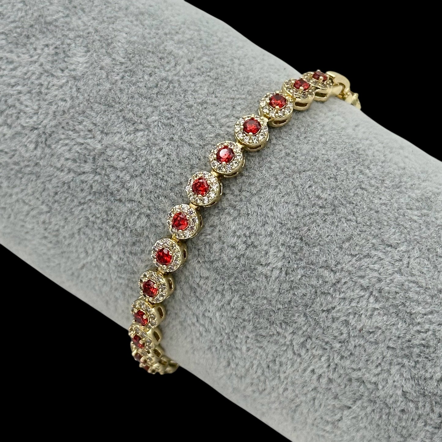 Brățară Tennis Angely Red Placată cu Aur 18K