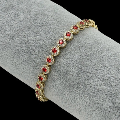 Brățară Tennis Angely Red Placată cu Aur 18K