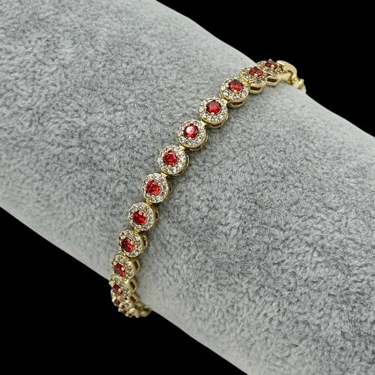 Brățară Tennis Angely Red Placată cu Aur 18K