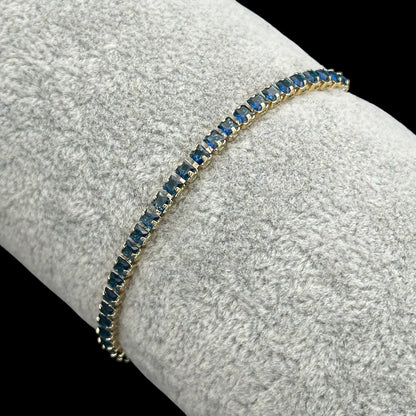 Brățară reglabilă Tennis Blue Placată cu Aur 18K