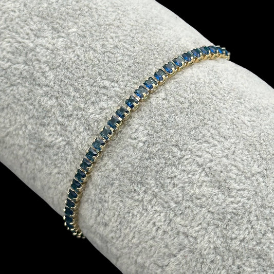 Brățară reglabilă Tennis Blue Placată cu Aur 18K
