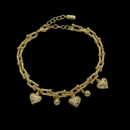 Bratara de picior Legacy Heart Placata cu Aur 18K