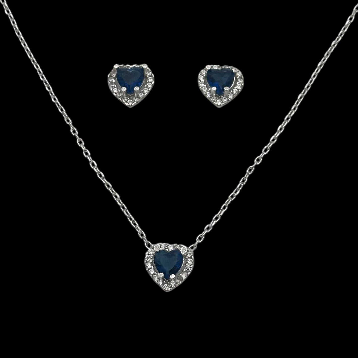 Set Lantisor + Cercei Blue Heart Argint