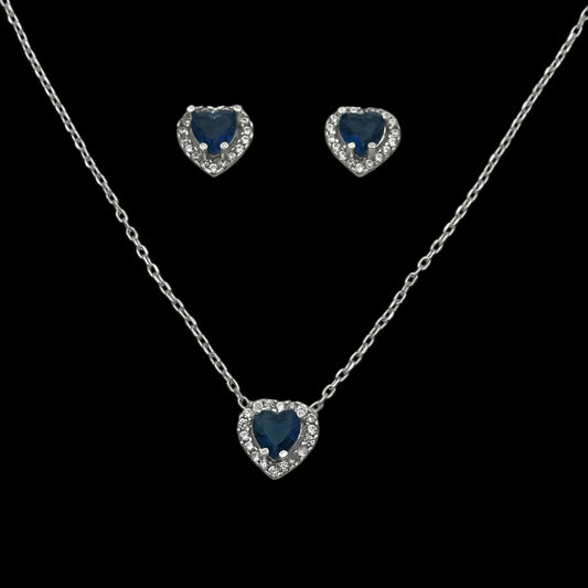 Set Lantisor + Cercei Blue Heart Argint