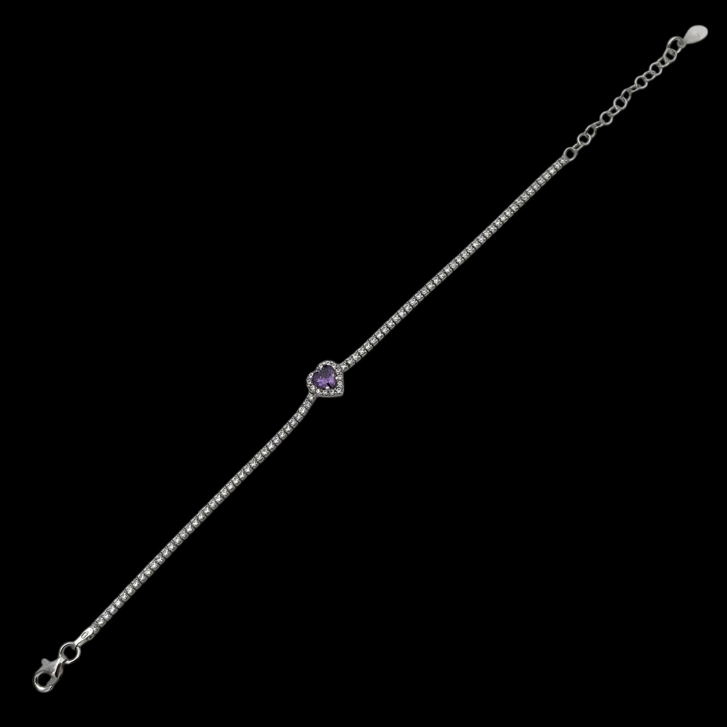 Bratara Tennis Love Purple Argint