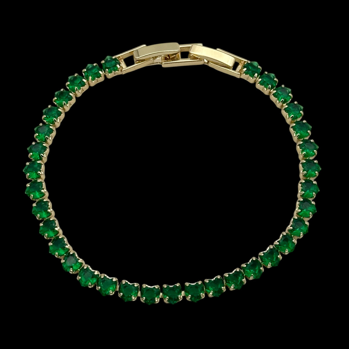 Bratara Tennis Love Green Placata cu Aur 18K