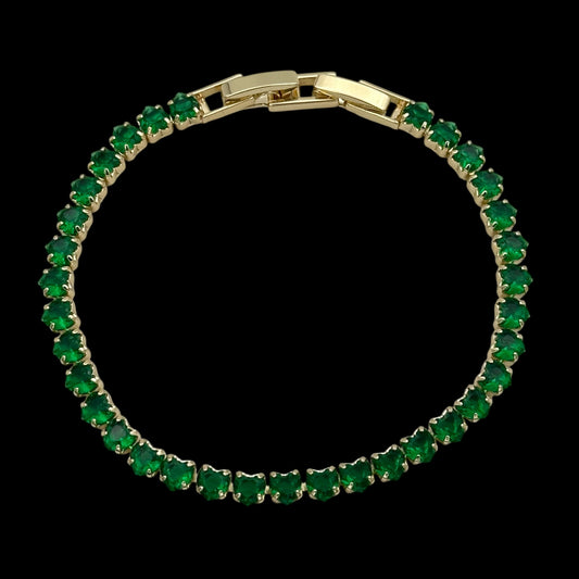 Bratara Tennis Love Green Placata cu Aur 18K