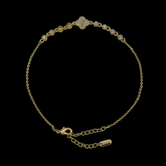 Bratara de picior Trifoi Placata cu Aur 18K