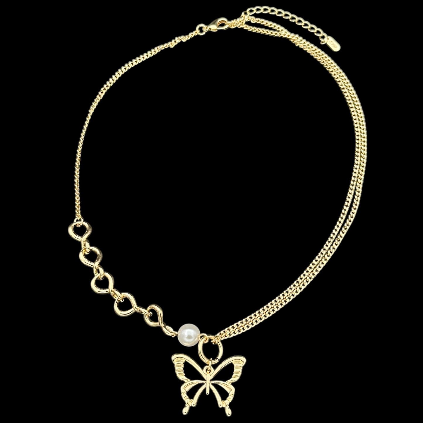 Colier Butterfly 2 Placat cu Aur 18K