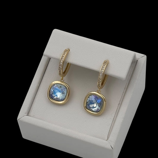Cercei Aurora Blue Placati cu Aur 18K