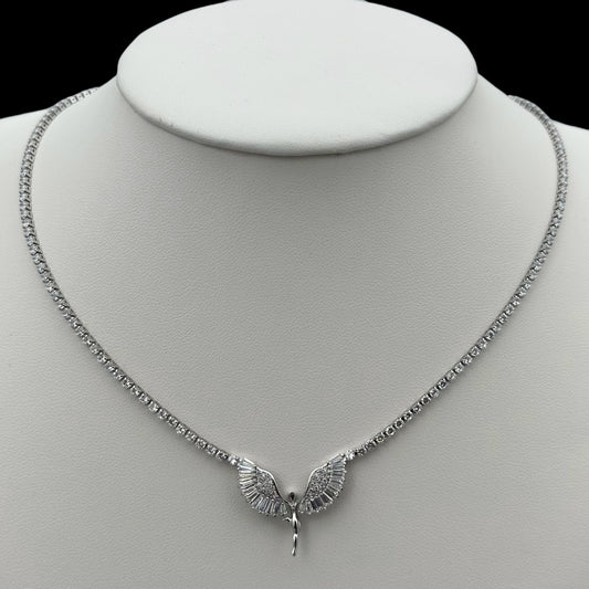 Colier Tennis Guardian Angel Placat cu Aur Alb