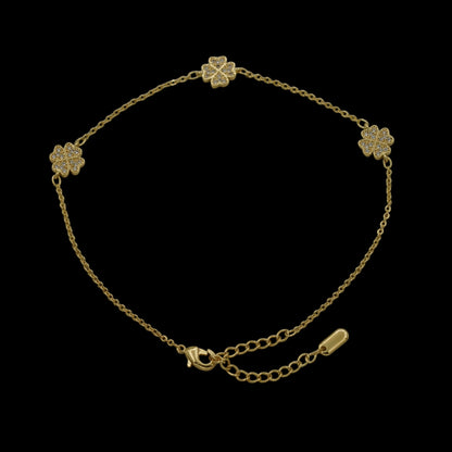 Bratara de picior Trifoi Placata cu Aur 18K