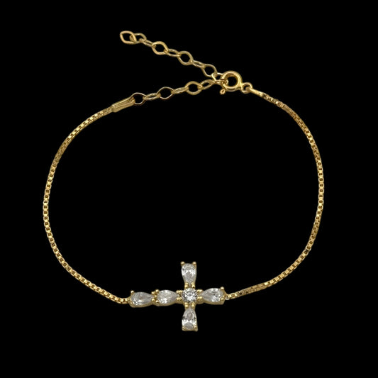 Bratara Cross Argint Placata cu Aur 14K
