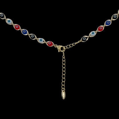 Colier Evil Eye Multicolor Placat cu Aur 18K