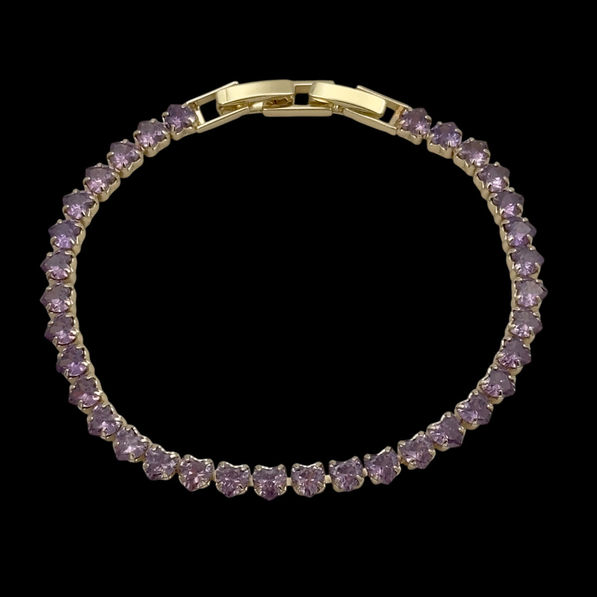 Bratara Tennis Love Purple Placata cu Aur 18K