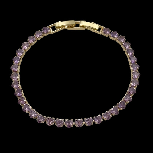 Bratara Tennis Love Purple Placata cu Aur 18K