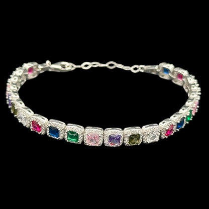 Bratara Tennis Diamond Multicolor Argint