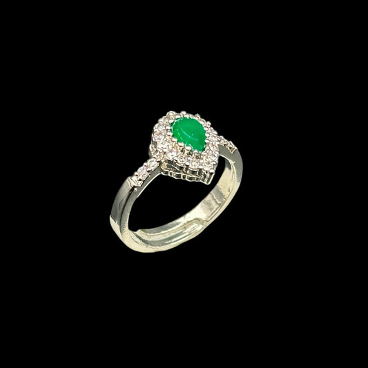 Inel reglabil Heart Green