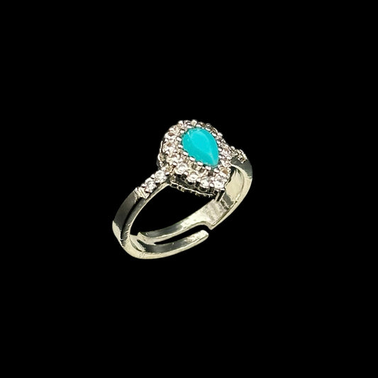 Inel reglabil Heart Blue