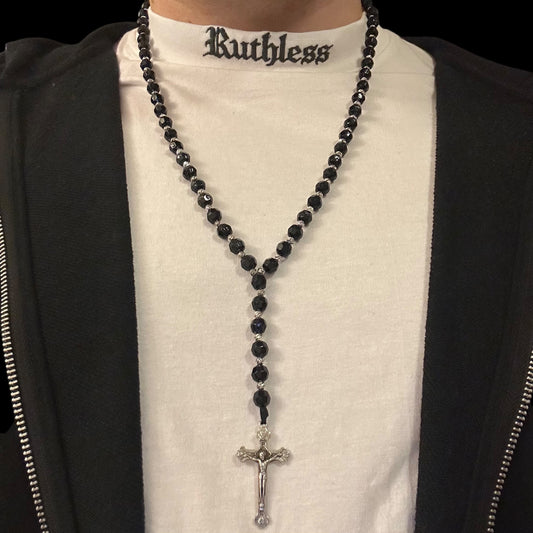 Colier Rosary 5MM Silver
