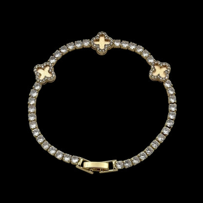 Brățară Tennis Trifoi Placată cu Aur 18K
