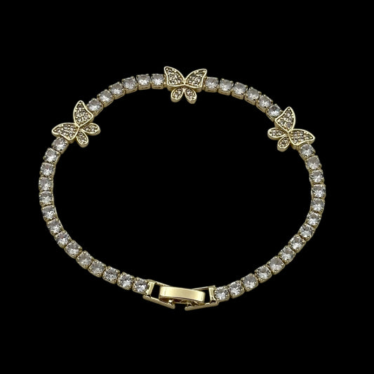 Brățară Tennis Butterfly Placată cu Aur 18K