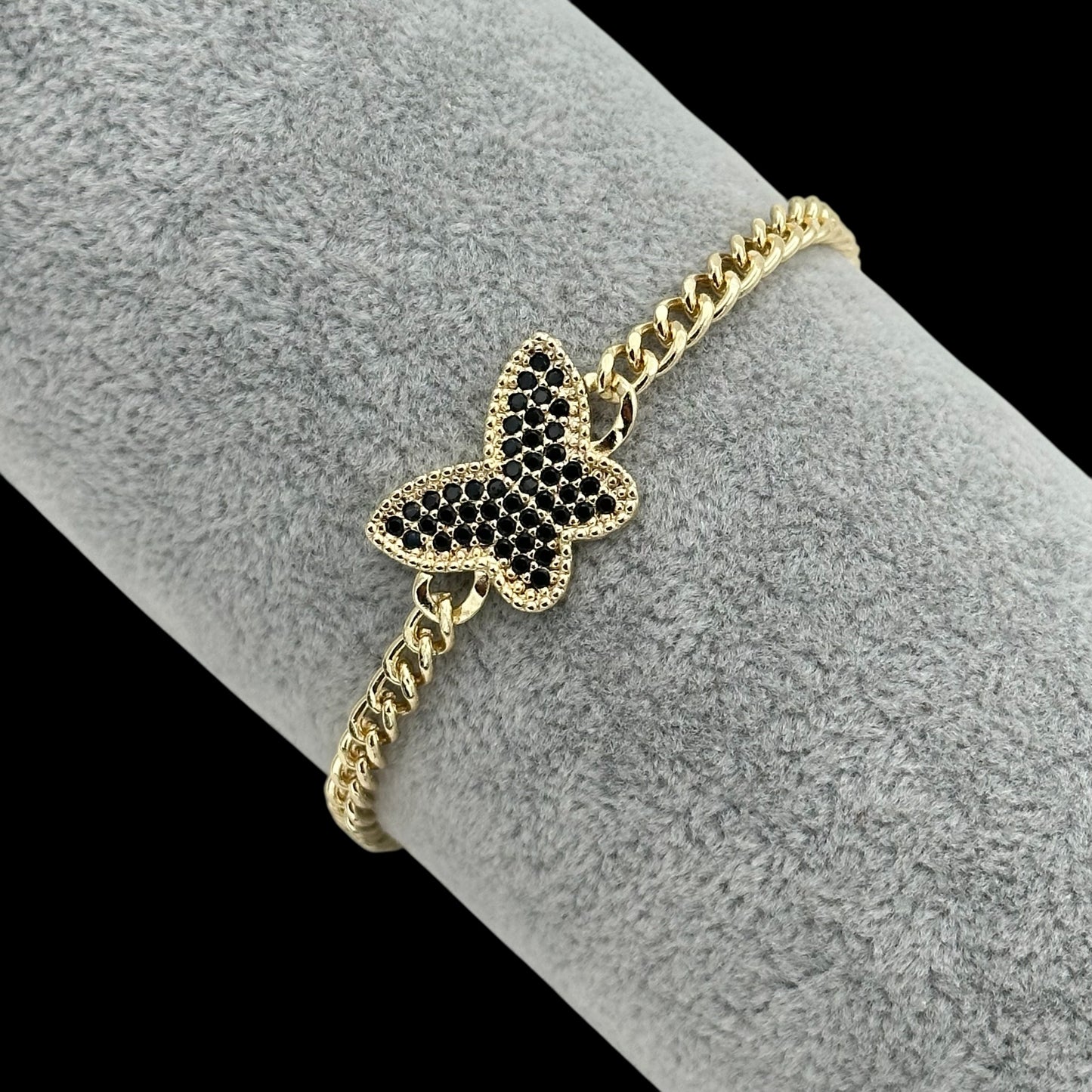 Brățară Butterfly Black Placată cu Aur 18K