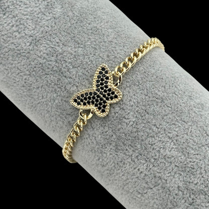Brățară Butterfly Black Placată cu Aur 18K