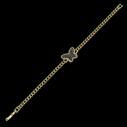 Brățară Butterfly Black Placată cu Aur 18K