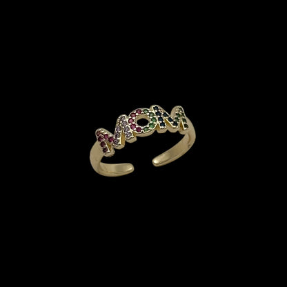 Inel reglabil "MOM" Placat cu Aur 18K