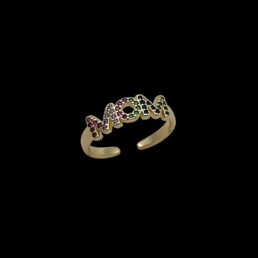 Inel reglabil "MOM" Placat cu Aur 18K