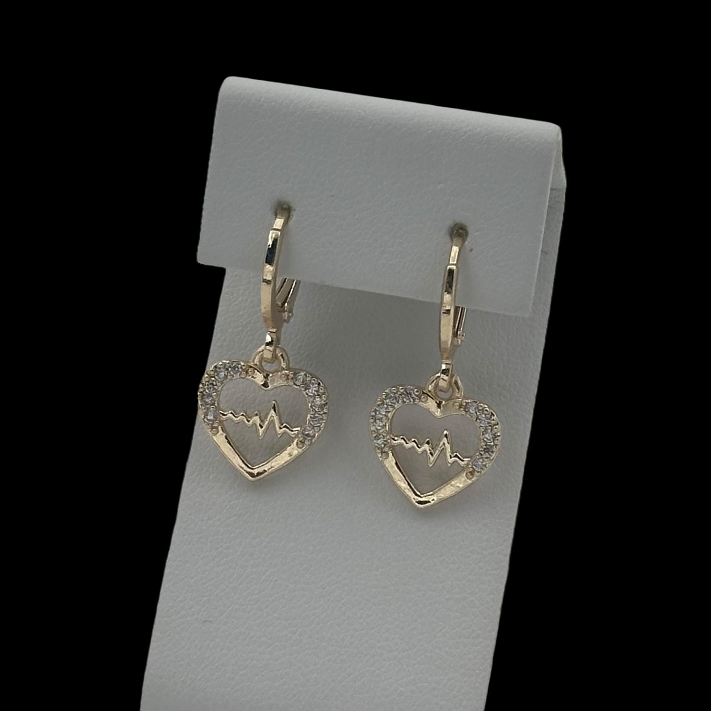 Cercei Mini Heartbeat Placați cu Aur 18K