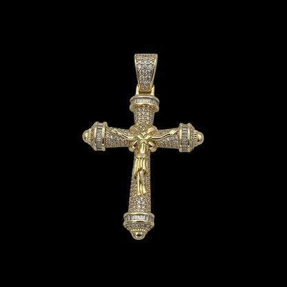 Pandantiv Cruce "Iisus Hristos" Placat cu Aur 18K
