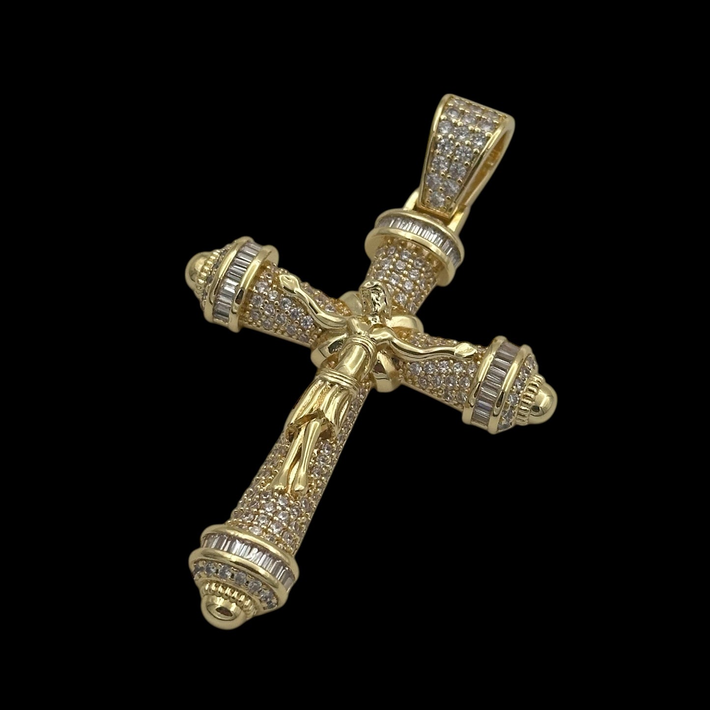 Pandantiv Cruce "Iisus Hristos" Placat cu Aur 18K