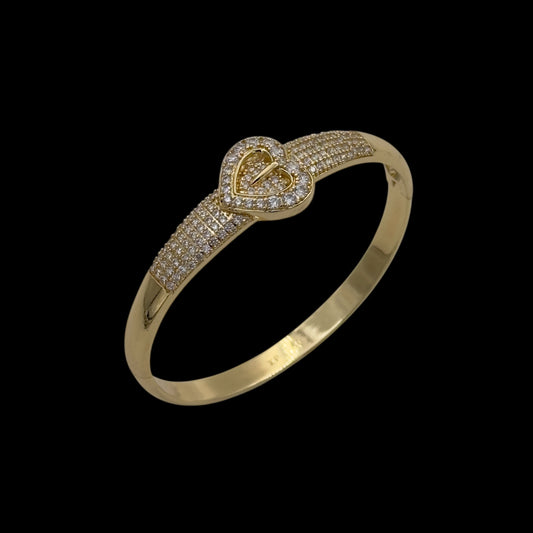 Brățară Fixă Heart Placată cu Aur 18K