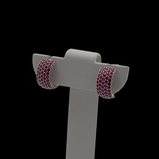 Cercei Tennis Diamonds Fuchsia Argint