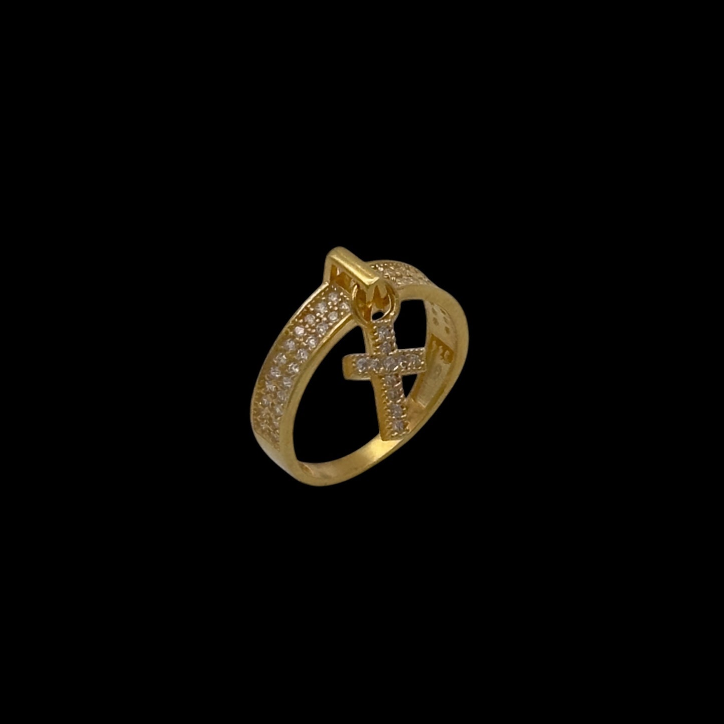 Inel Cross Charm Argint Placat cu Aur 14K
