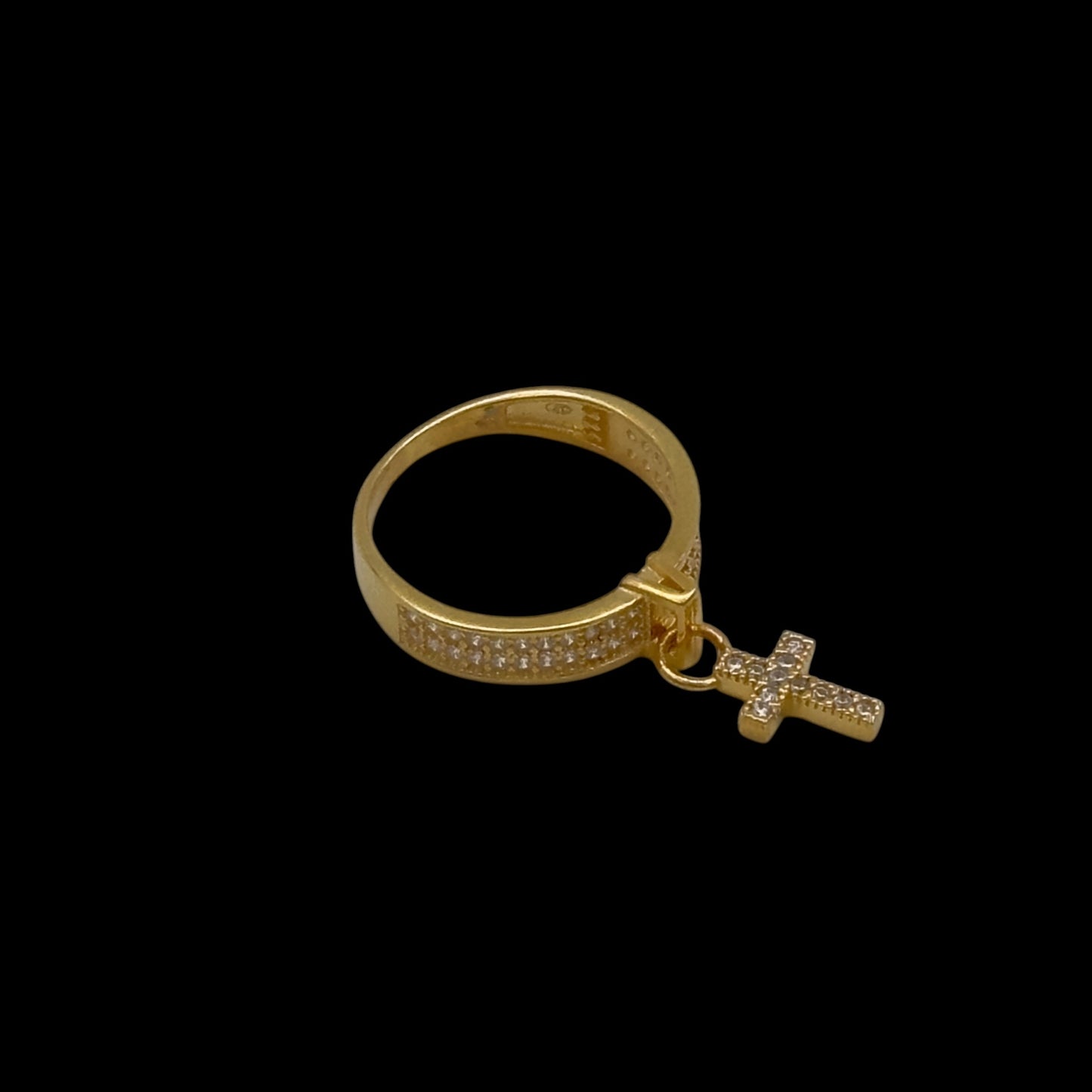 Inel Cross Charm Argint Placat cu Aur 14K