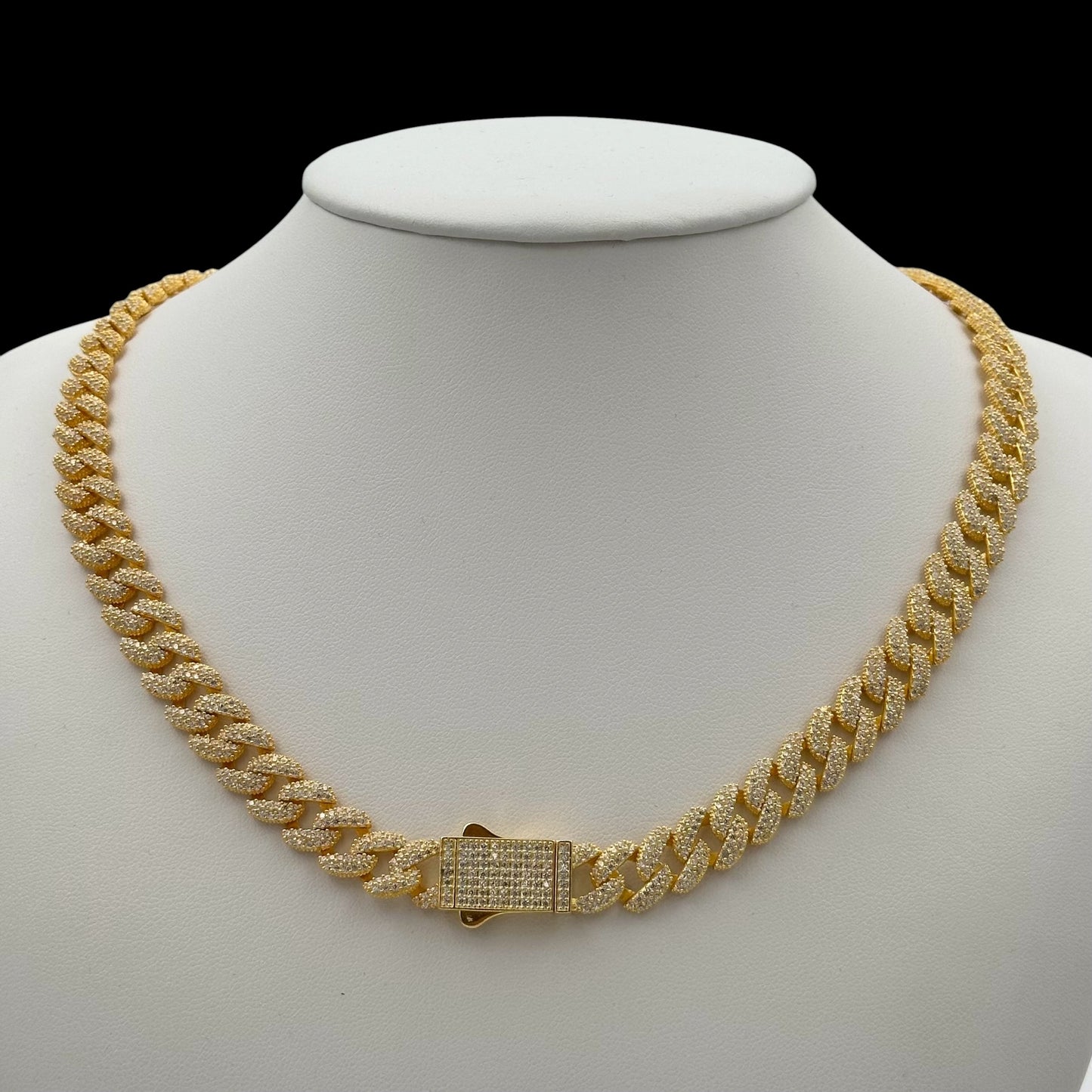Colier Cuban 10mm Argint Placat cu Aur 14K