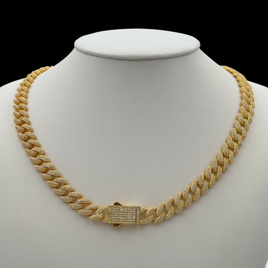 Colier Cuban 10mm Argint Placat cu Aur 14K