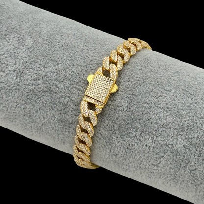 Bratara Cuban 8mm Argint Placata cu Aur 14K