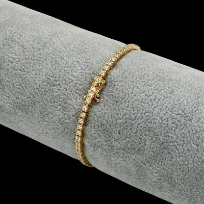 Bratara Tennis 3mm Argint Placata cu Aur 14K