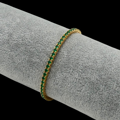 Bratara Tennis 3mm Green Argint Placata cu Aur 14K