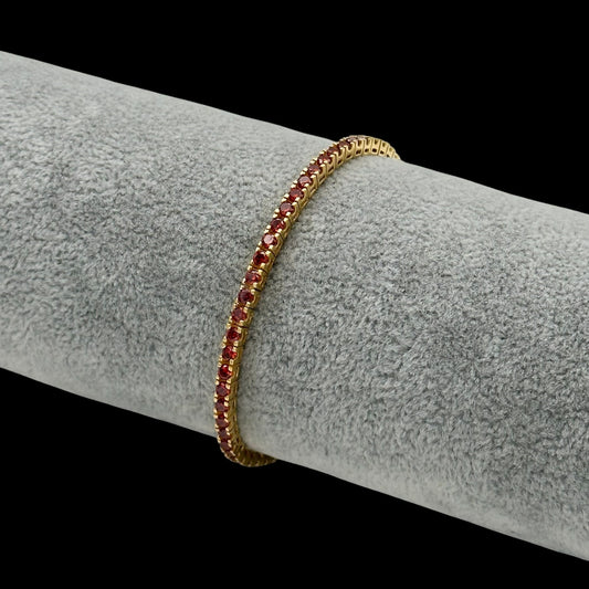 Bratara Tennis 3mm Red Argint Placata cu Aur 14K