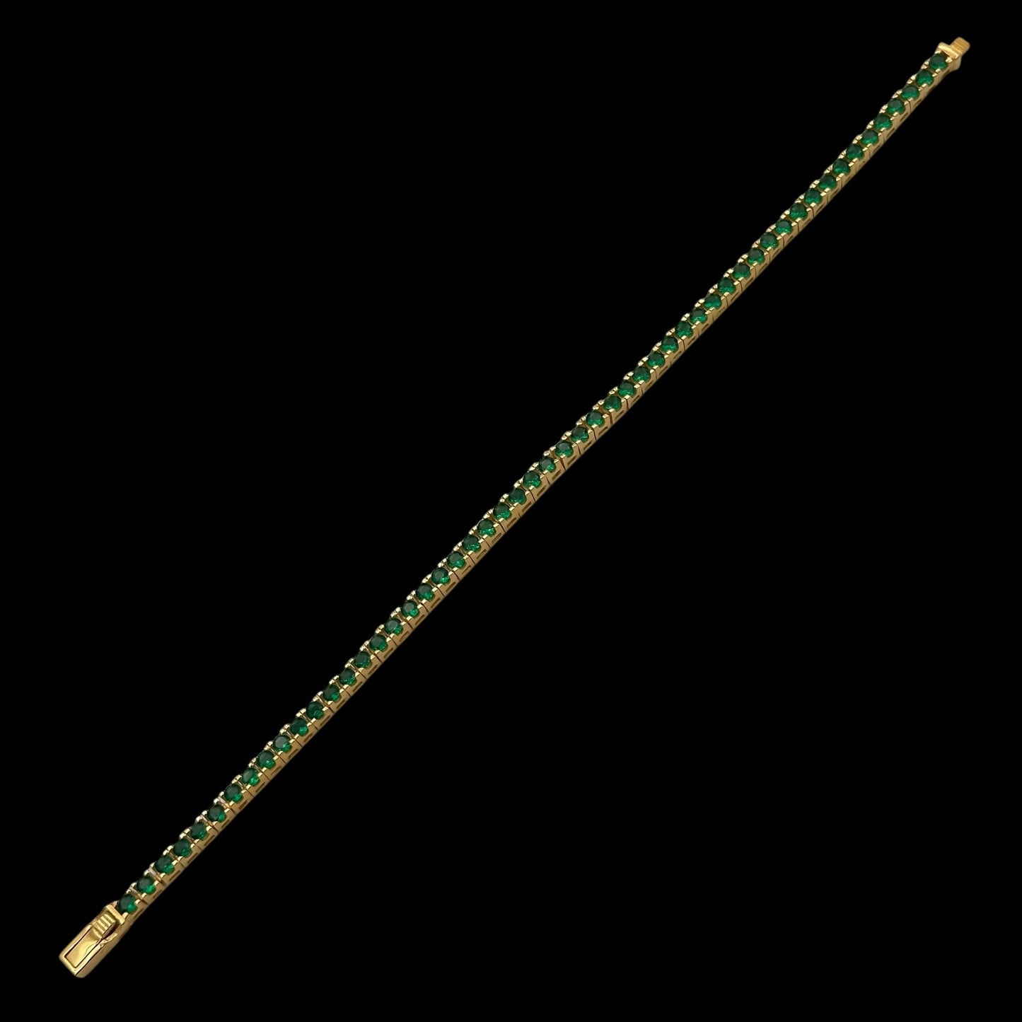 Bratara Tennis 3mm Green Argint Placata cu Aur 14K