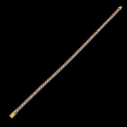 Bratara Tennis 3mm Pink Argint Placata cu Aur 14K